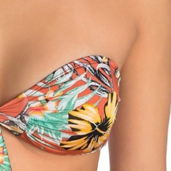 The Bikini Lab Copper Tropical Bandeau Bikini Top LARGE Bralette Convertible NEW - Picture 3 of 7